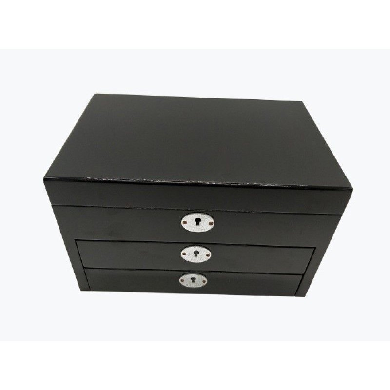 OEM Luxury Stylish Black PU Lacquer Finish Wooden Jewelry Storage Box