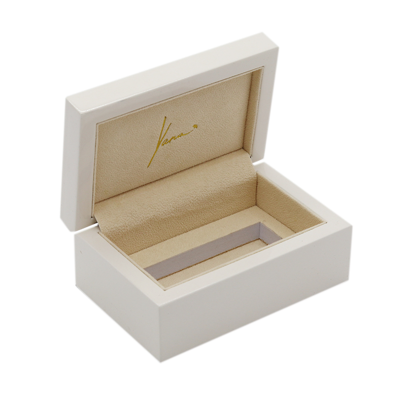 OEM Wooden MDF Gold Metal Logo Apricot Perfume Box for Gift