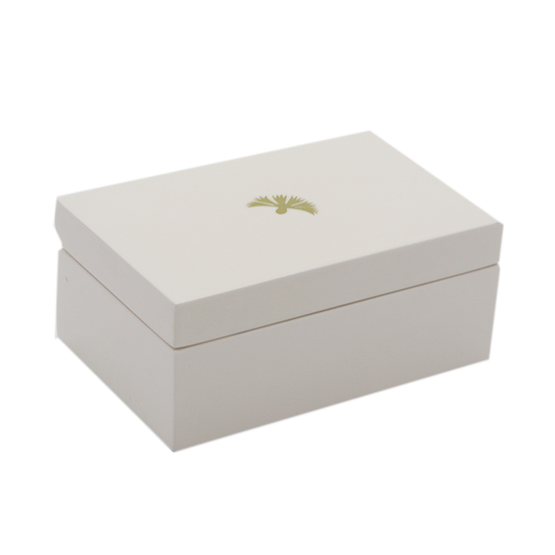 OEM Wooden MDF Gold Metal Logo Apricot Perfume Box for Gift