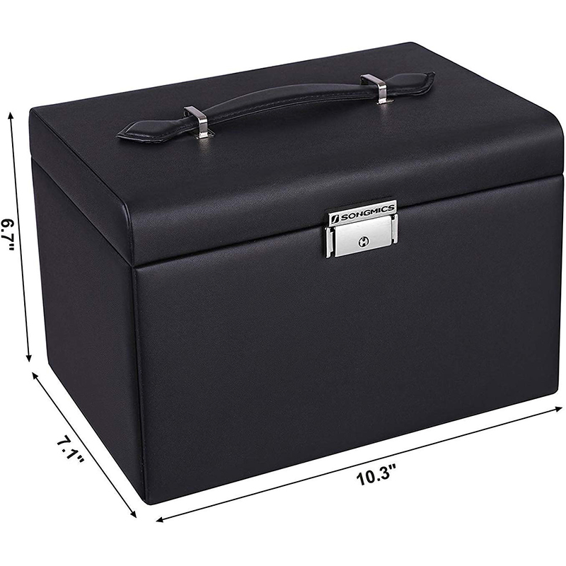 Stylish Lockable Jewelry Organizer Box with Mirror for Travel