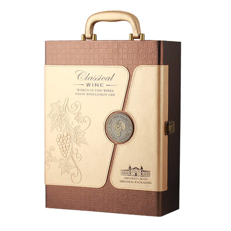 Stylish PU Leather Portable 2-Piece Party Ritual Wine for Gift Wrapping