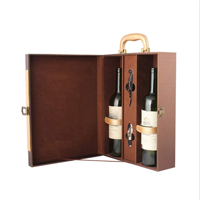 Stylish PU Leather Portable 2-Piece Party Ritual Wine for Gift Wrapping