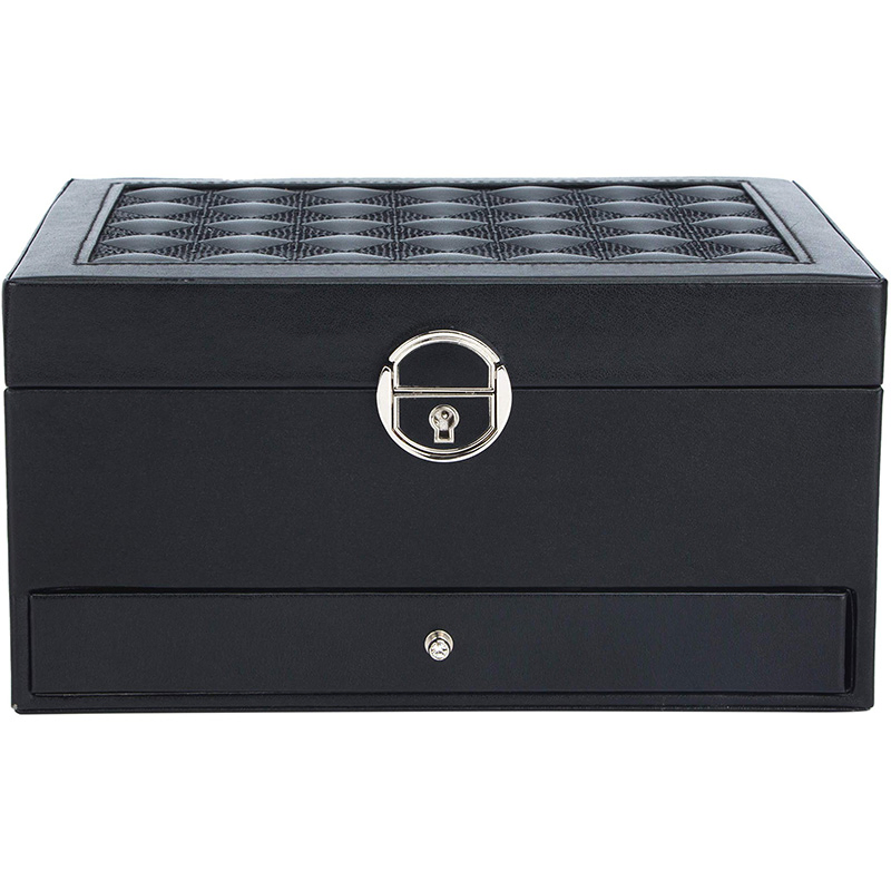 Vintage Style Gift Jewelry Packaging Box with Three Layers of Leather Jewelry Display Case / Vintage Lock Mirror