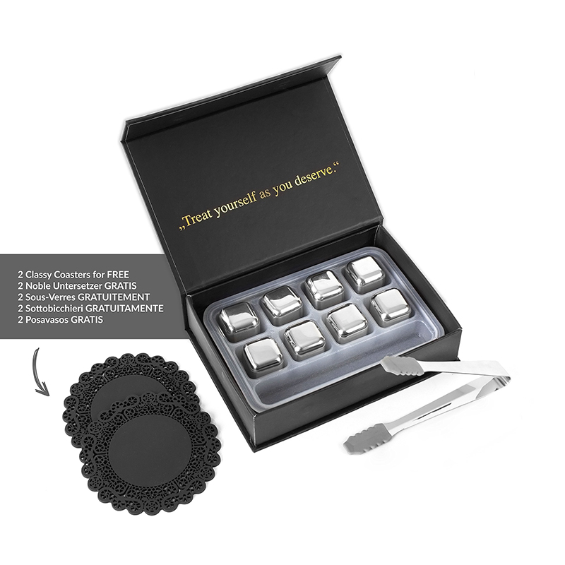 Edit Whiskey Paper Gift Set Box for Men Whiskey Gift with Coasters / Ice Pliers / Whiskey Rock