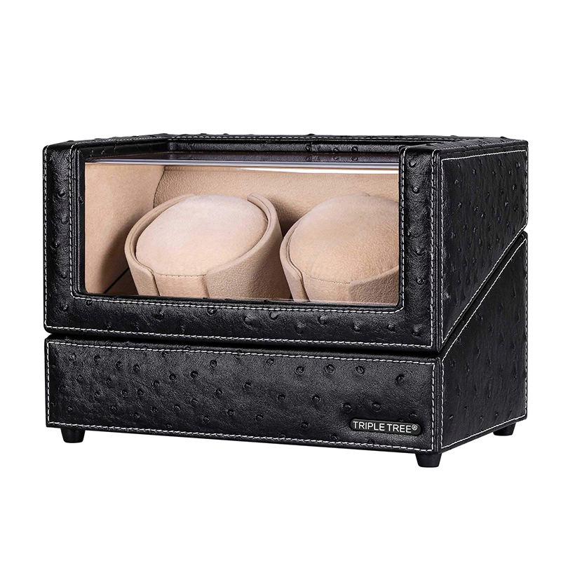 Black Leather Pillow Automatic Watch Winder Box for Ladies and Men