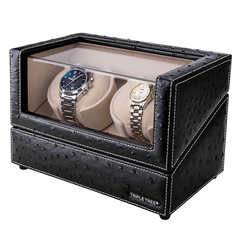 Black Leather Pillow Automatic Watch Winder Box for Ladies and Men