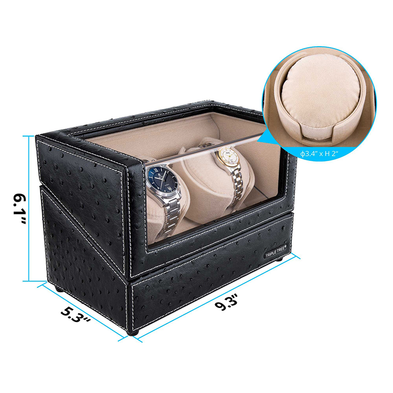 Black Leather Pillow Automatic Watch Winder Box for Ladies and Men