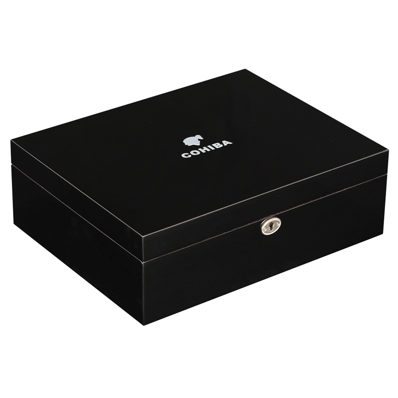 Black Mini Spanish Cedar Wooden Luxury Multi Purpose Modern Handmade Cigar Box