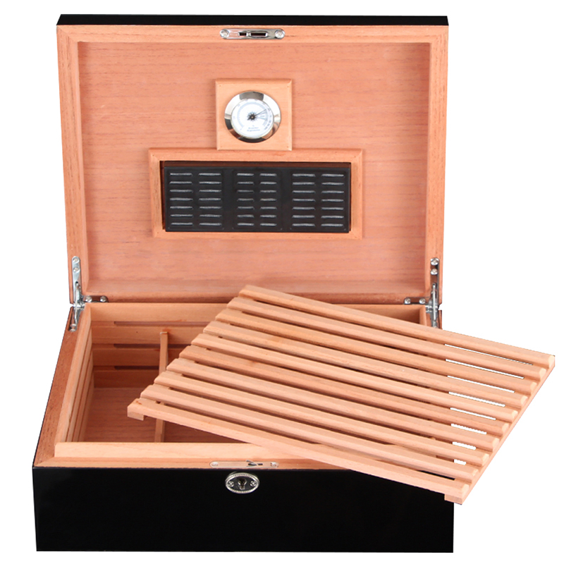 Black Mini Spanish Cedar Wooden Luxury Multi Purpose Modern Handmade Cigar Box