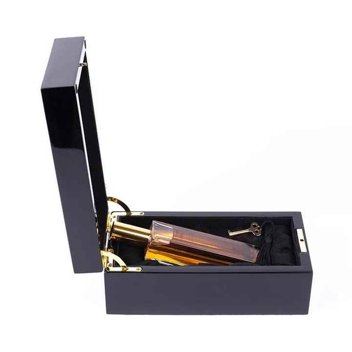Black Piano Lacquer Customized Luxury Wooden Perfume Bottle Box Packaging Gift Box with Key Lock