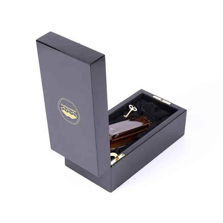 Black Piano Lacquer Customized Luxury Wooden Perfume Bottle Box Packaging Gift Box with Key Lock