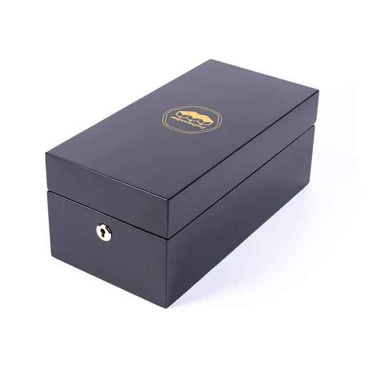Black Piano Lacquer Customized Luxury Wooden Perfume Bottle Box Packaging Gift Box with Key Lock