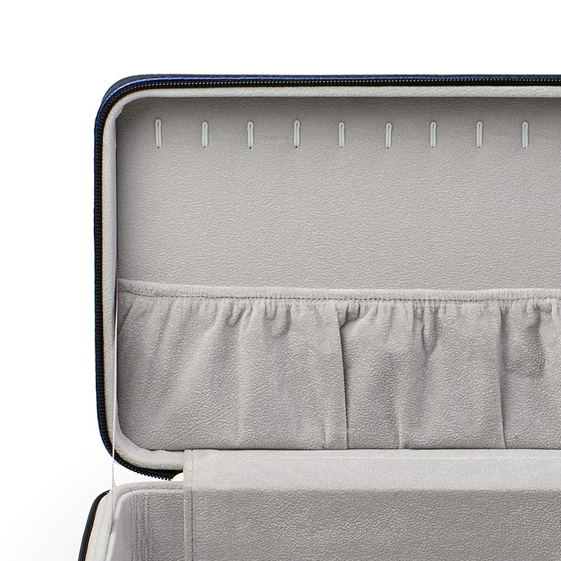 Blue Leather Jewelry Earrings Ring Necklace Pendant Watch Bracelet Storage Box