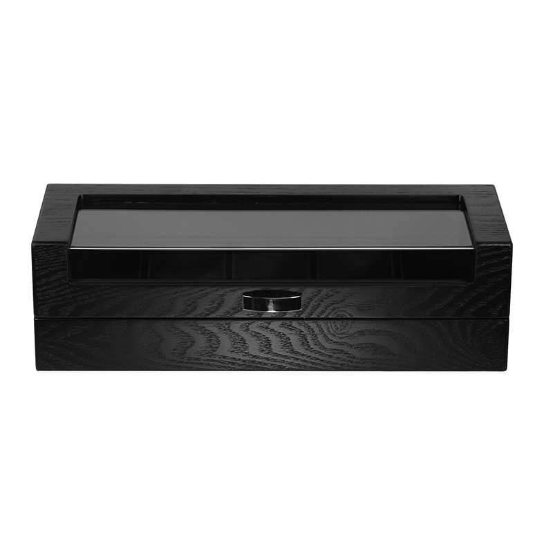 Classic Black 5 Slot Wooden Watch Box for Men Gifts