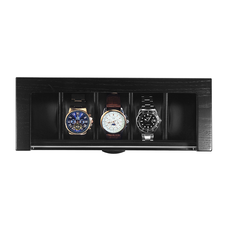 Classic Black 5 Slot Wooden Watch Box for Men Gifts