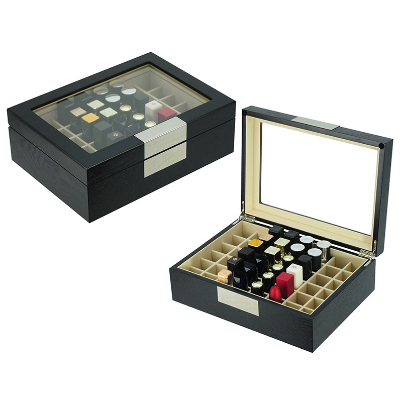 Custom Design Black Wooden Cosmetics Lipstick Display Box with 48 Slots
