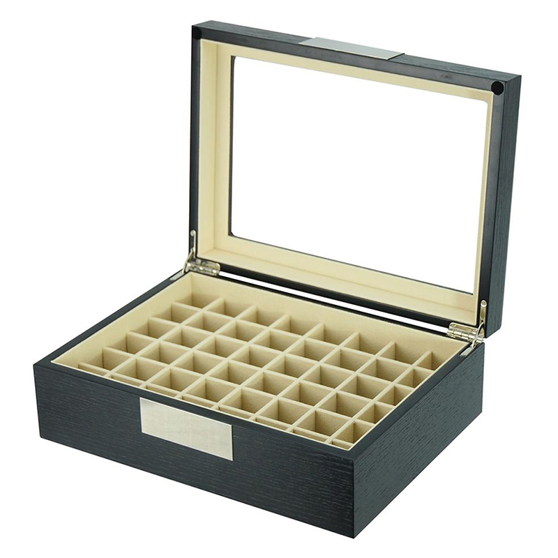 Custom Design Black Wooden Cosmetics Lipstick Display Box with 48 Slots