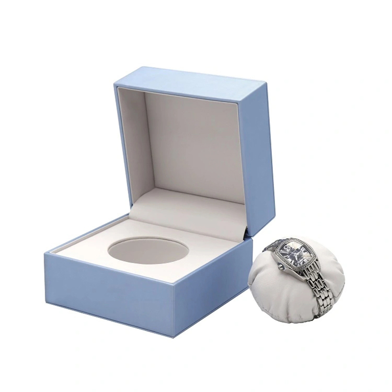 Custom Design Light Blue PU Leather Watch Gift Packaging Box