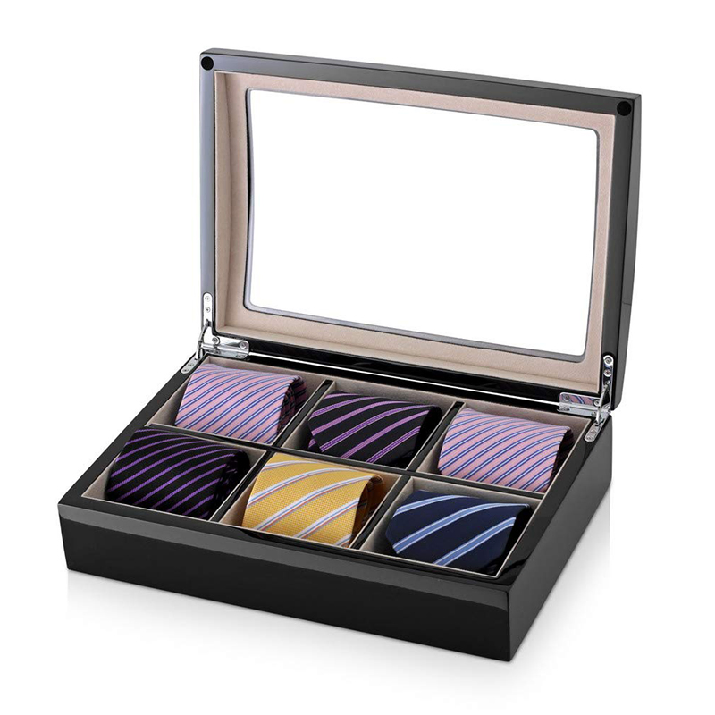 Custom Designed Wooden Packaging 6 Slots Men Tie Gift Box