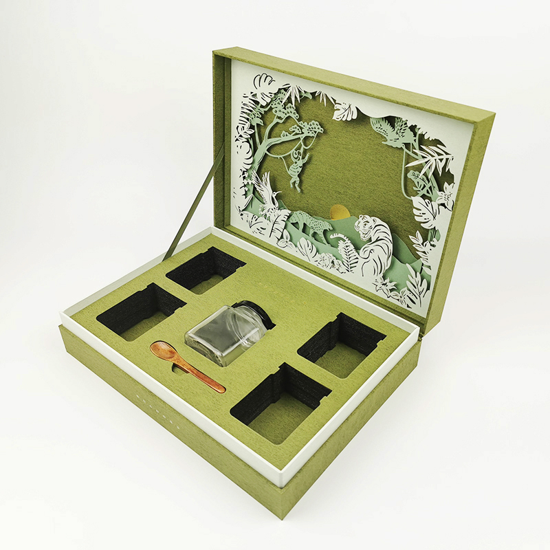 Custom Fashion Packaging Laser Pattern Art Paper Honey Storage Box for Gift