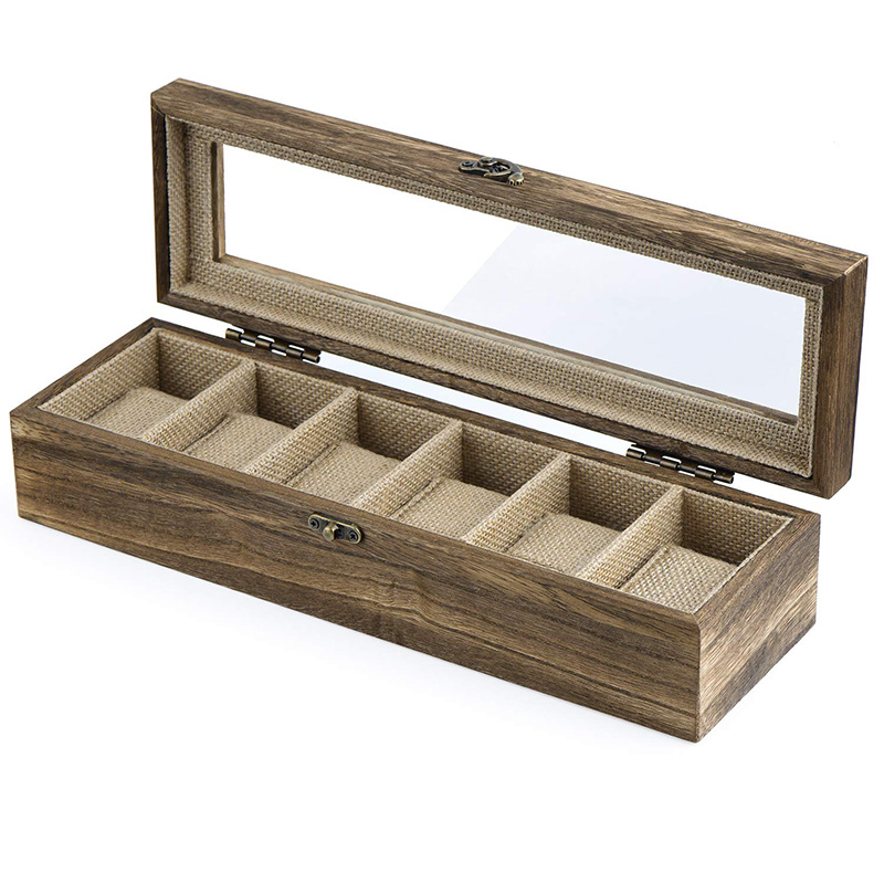 Custom Fashion Vintage Rectangular Matte Wood Billboard Watch Gift Box