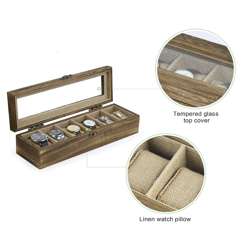 Custom Fashion Vintage Rectangular Matte Wood Billboard Watch Gift Box