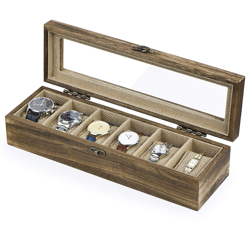 Custom Fashion Vintage Rectangular Matte Wood Billboard Watch Gift Box