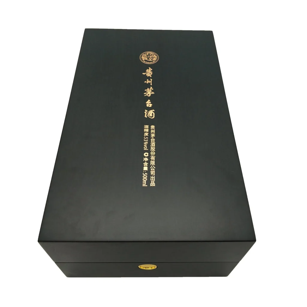 Custom Logo Elegant Black Matter Wooden Wine Packaging Gift Box