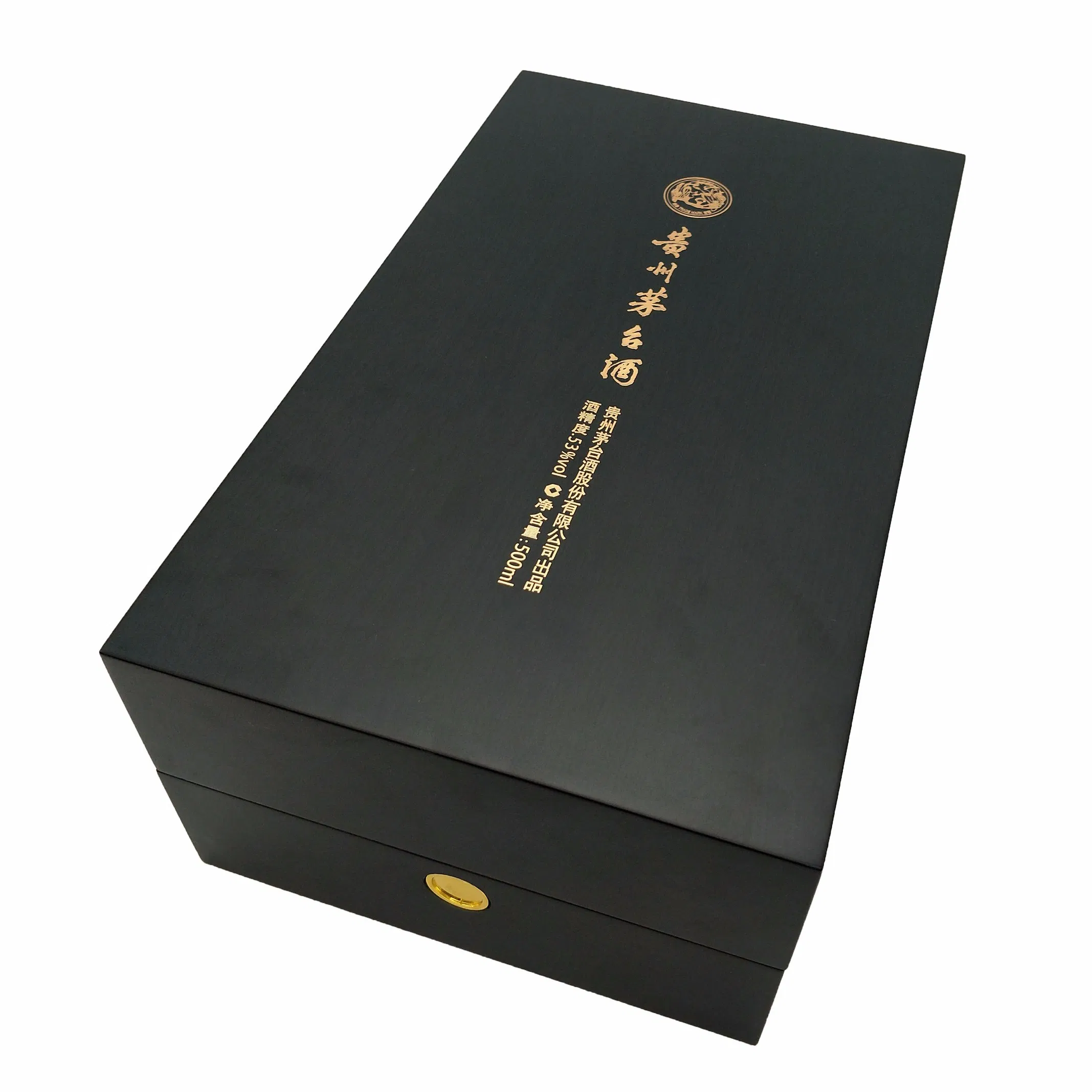 Custom Logo Elegant Black Matter Wooden Wine Packaging Gift Box