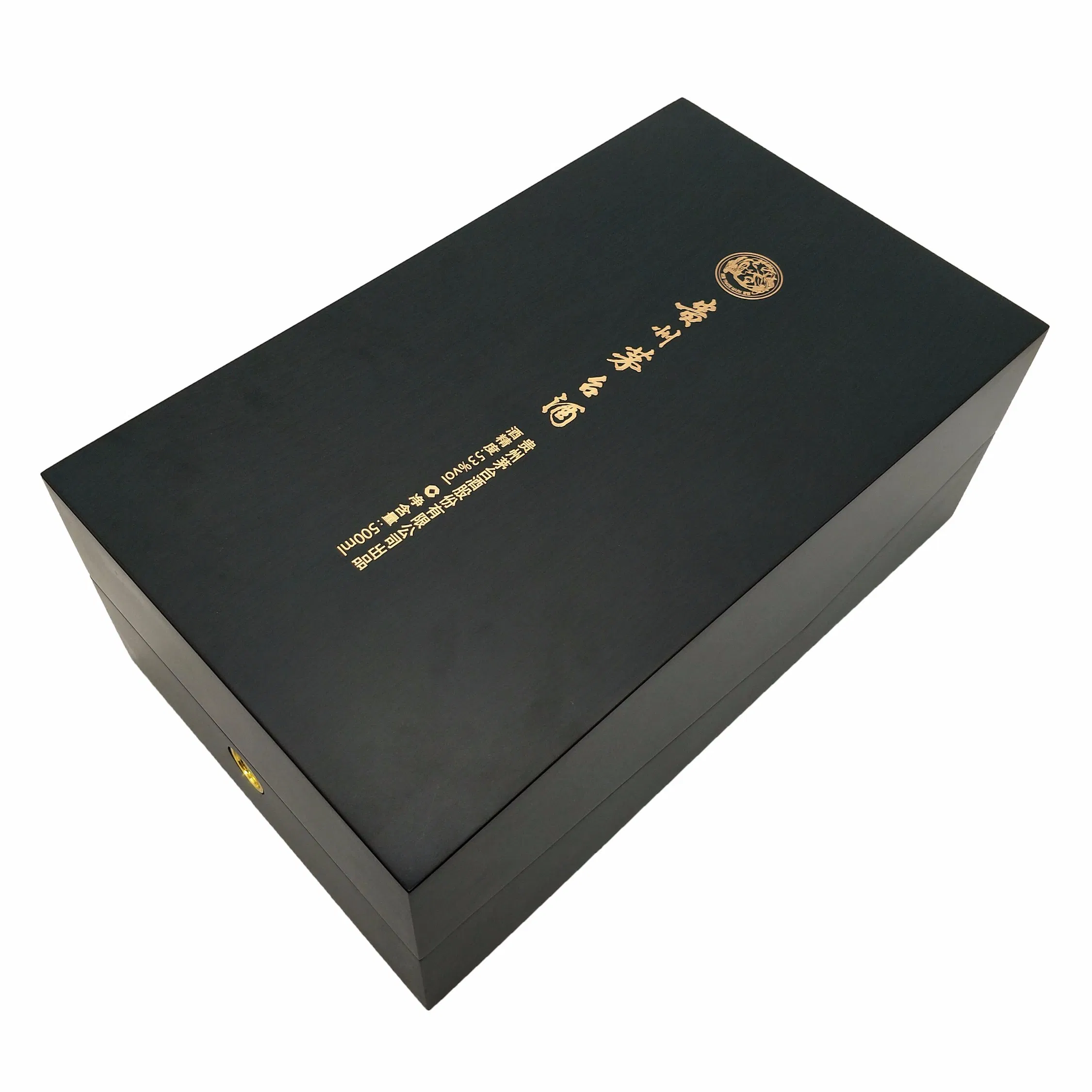 Custom Logo Elegant Black Matter Wooden Wine Packaging Gift Box