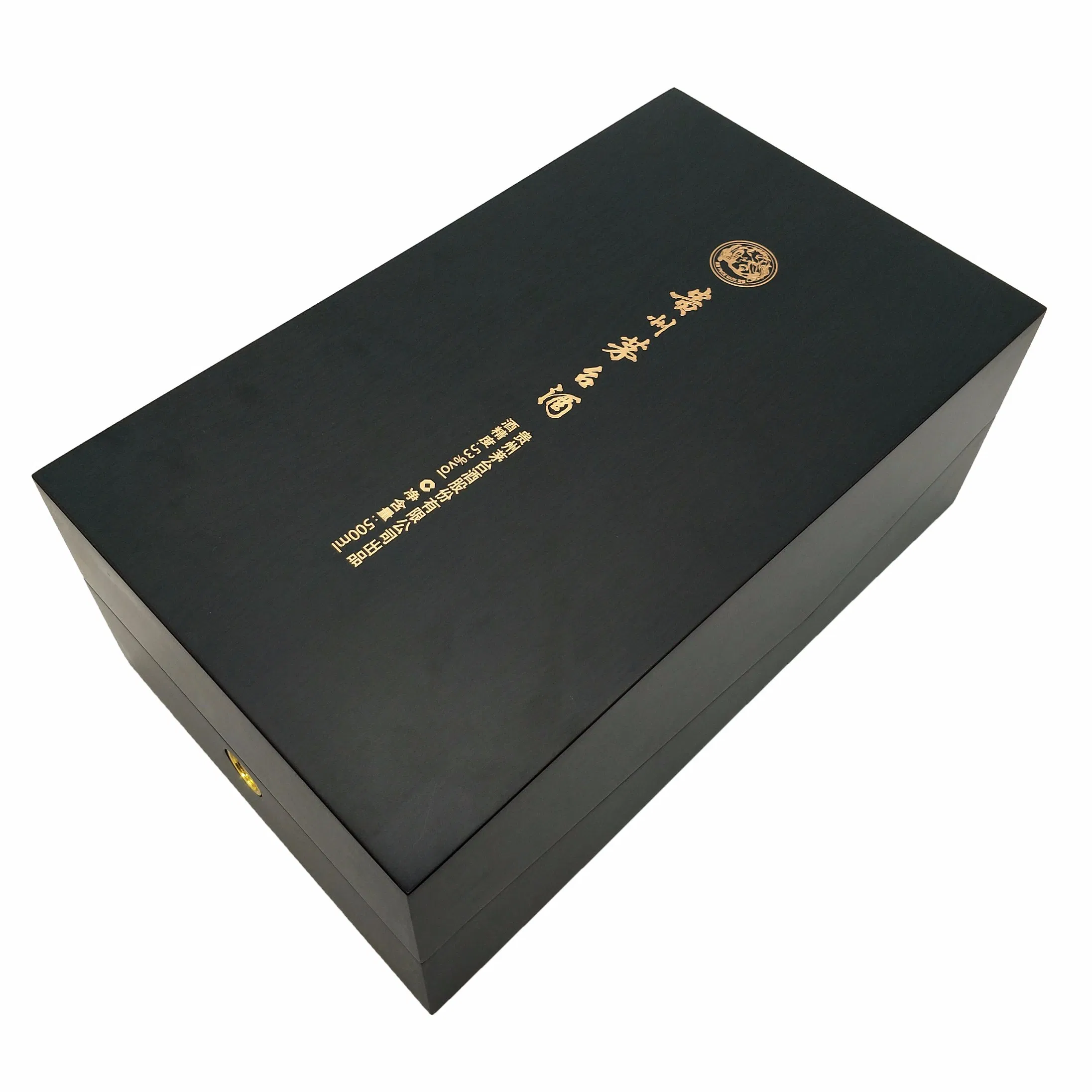 Custom Logo Elegant Black Matter Wooden Wine Packaging Gift Box