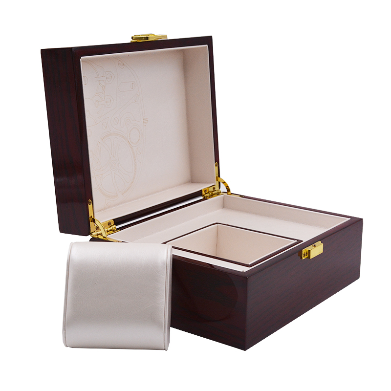 Custom Logo Printed Luxury Packaging Wooden Watch Gift Box with Golden Lock