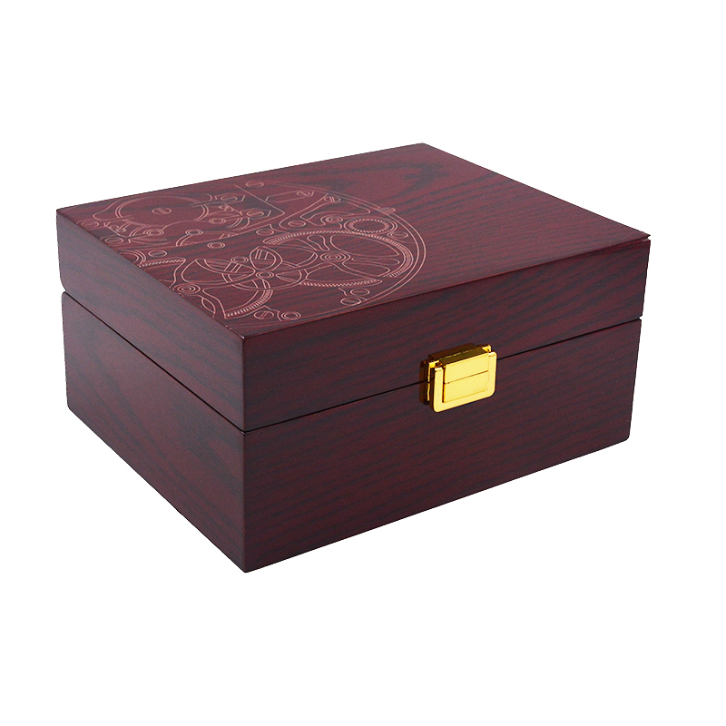 Custom Logo Printed Luxury Packaging Wooden Watch Gift Box with Golden Lock