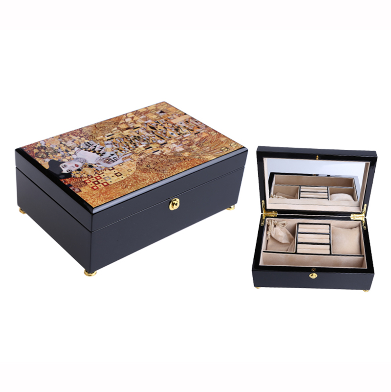 Custom Logo Printing Wooden Jewelry Packaging Box with Classic Painting