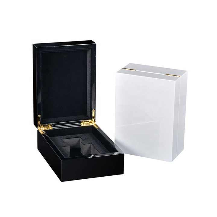 Custom Logo Solid Medium Density Fiberboard Wood Oil Gift Perfume Box White Black Red Cosmetics Wholesale Wood Frame Packaging