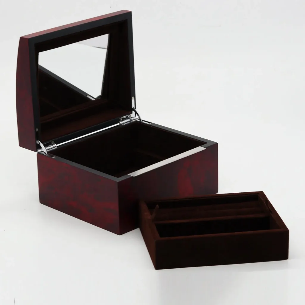 Custom Luxury Design MDF Matte Paint Jewelry Gift Wooden Trinket Box