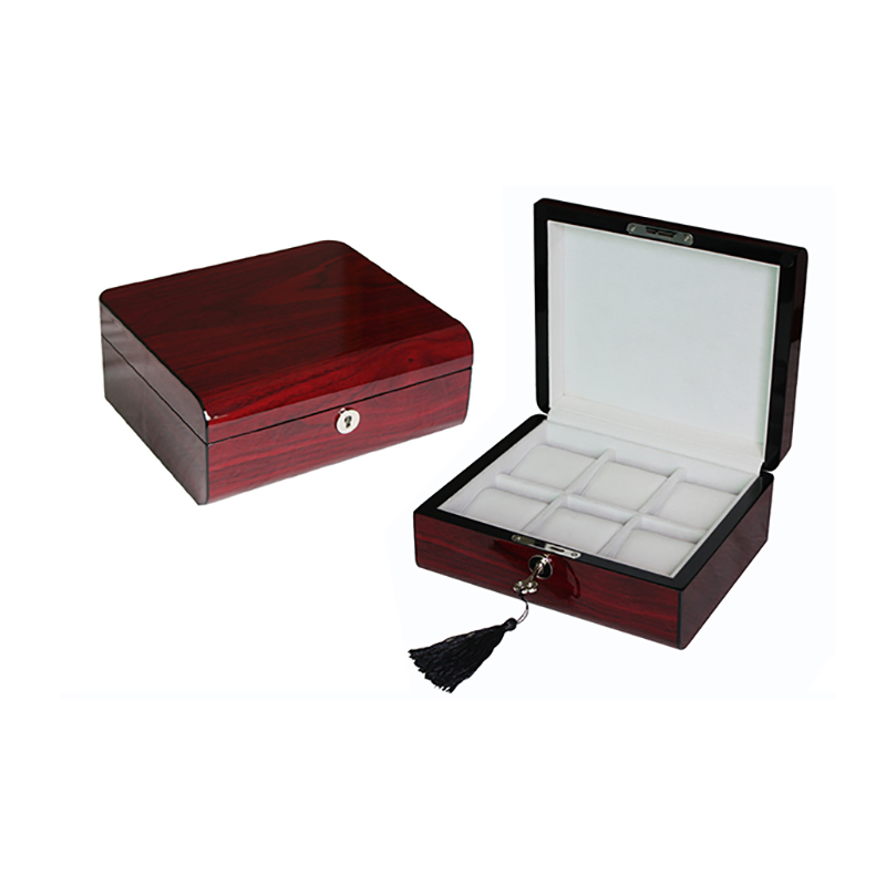 Custom Luxury Ebony Wooden Packaging Watch Box with Velvet Pillow