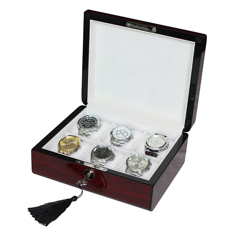 Custom Luxury Ebony Wooden Packaging Watch Box with Velvet Pillow