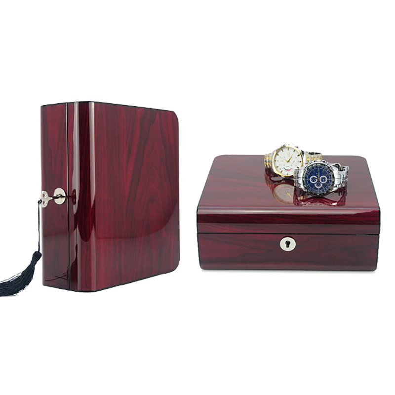 Custom Luxury Ebony Wooden Packaging Watch Box with Velvet Pillow