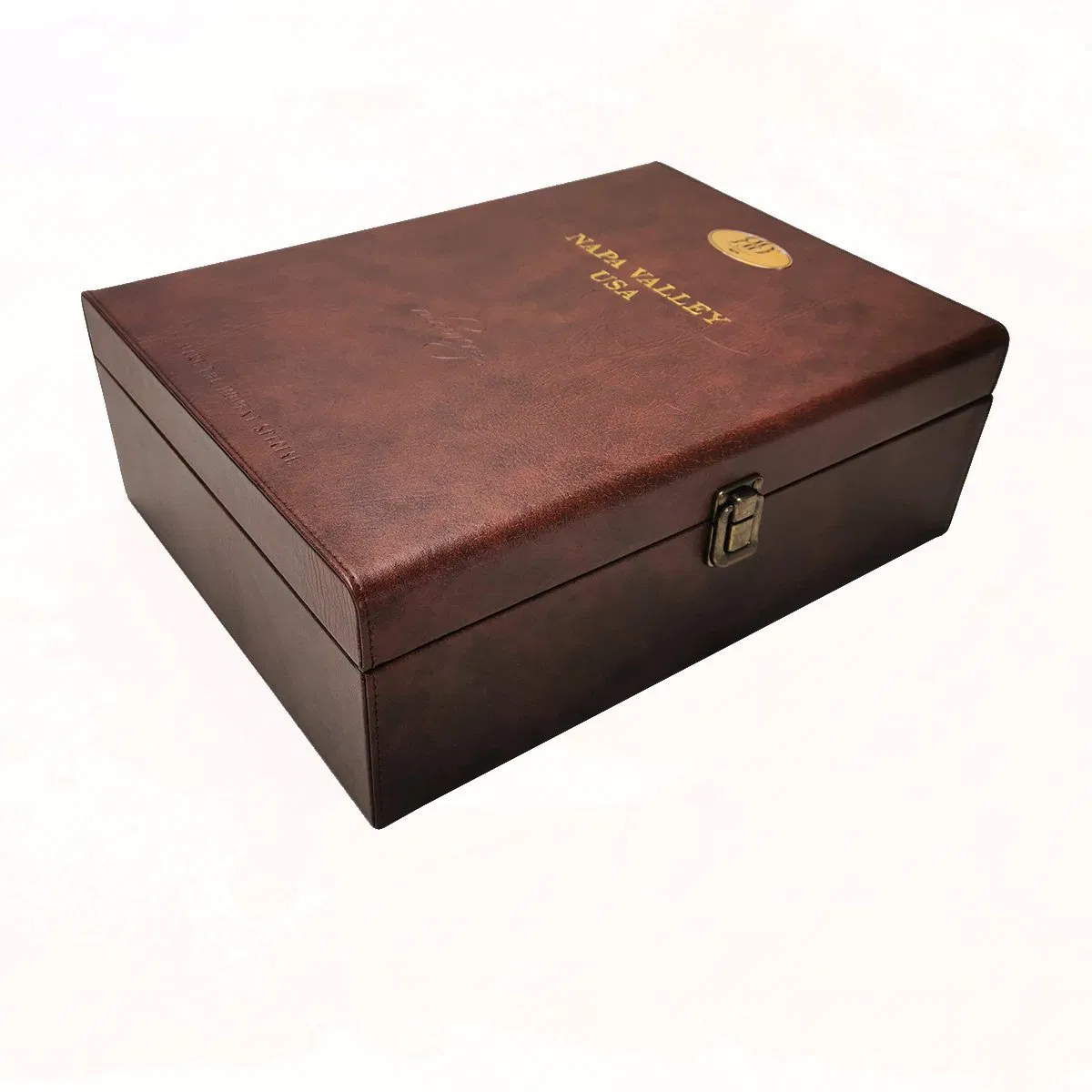 Custom Luxury PU Leather 2 Bottle Wine Packaging Box with Lock