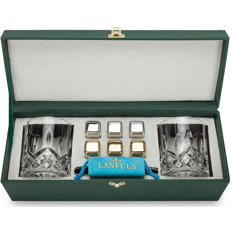 Custom Personalized Design Luxury Packaging Leather Whiskey Glass Wine Box