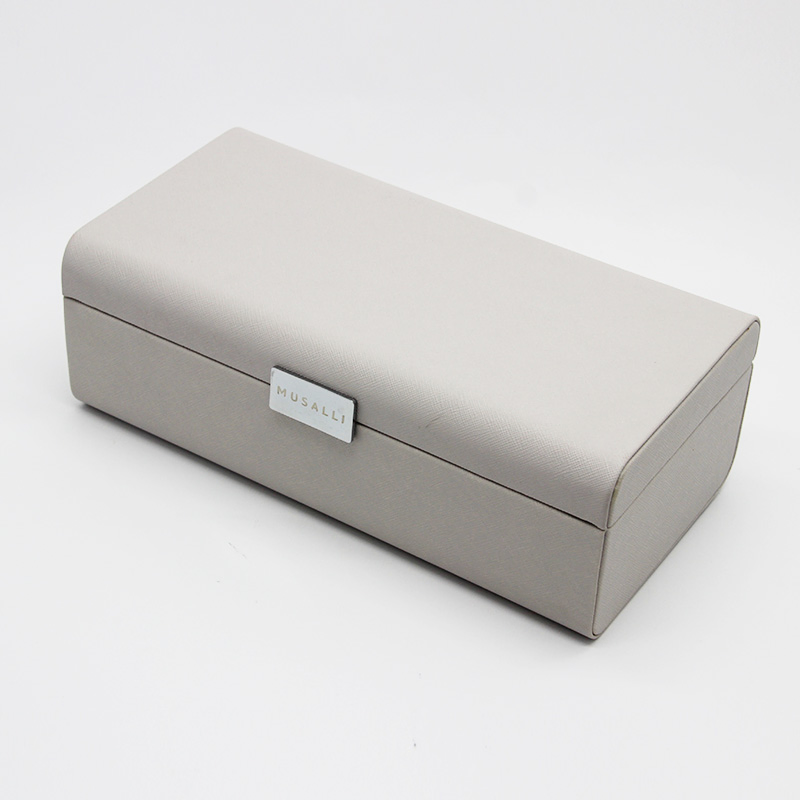 Custom Simple Style Gray PU Leather Rectangular Gift Jewelry Box