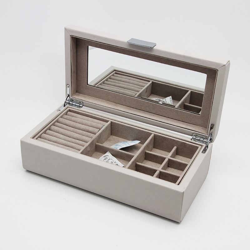 Custom Simple Style Gray PU Leather Rectangular Gift Jewelry Box