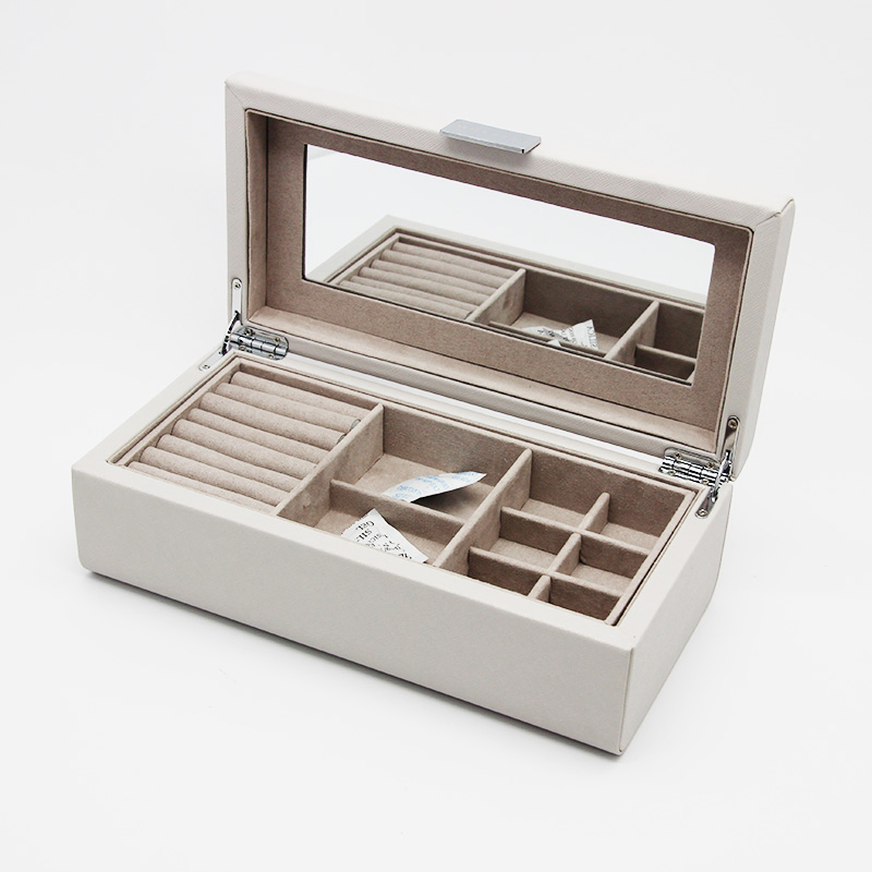 Custom Simple Style Gray PU Leather Rectangular Gift Jewelry Box