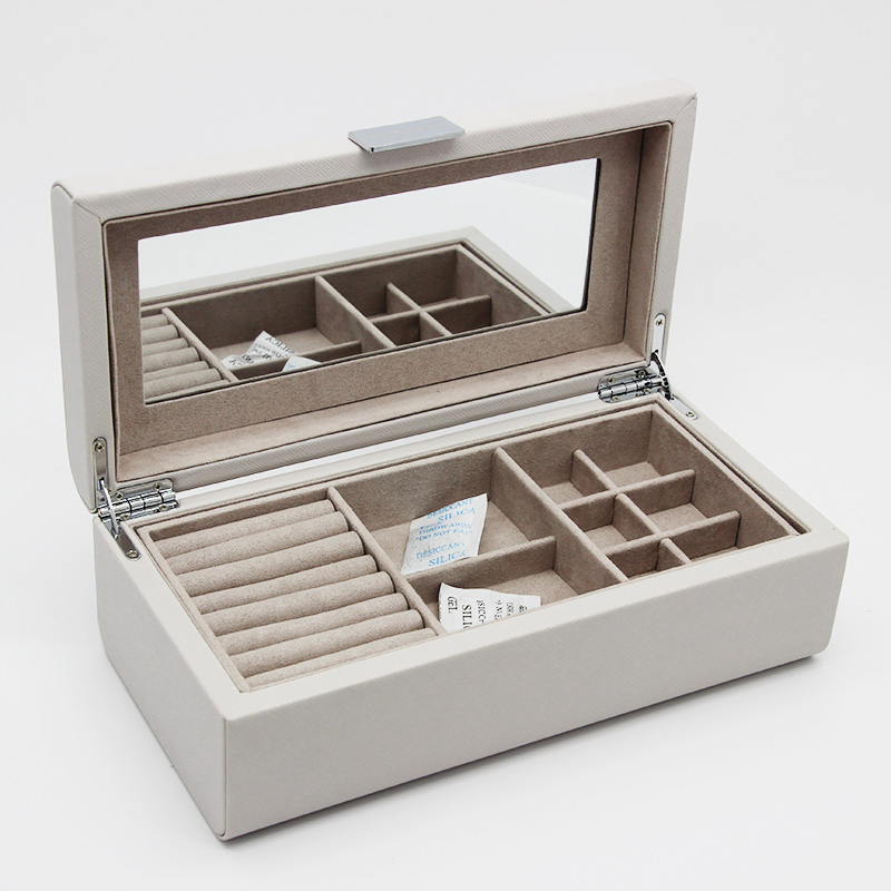 Custom Simple Style Gray PU Leather Rectangular Gift Jewelry Box