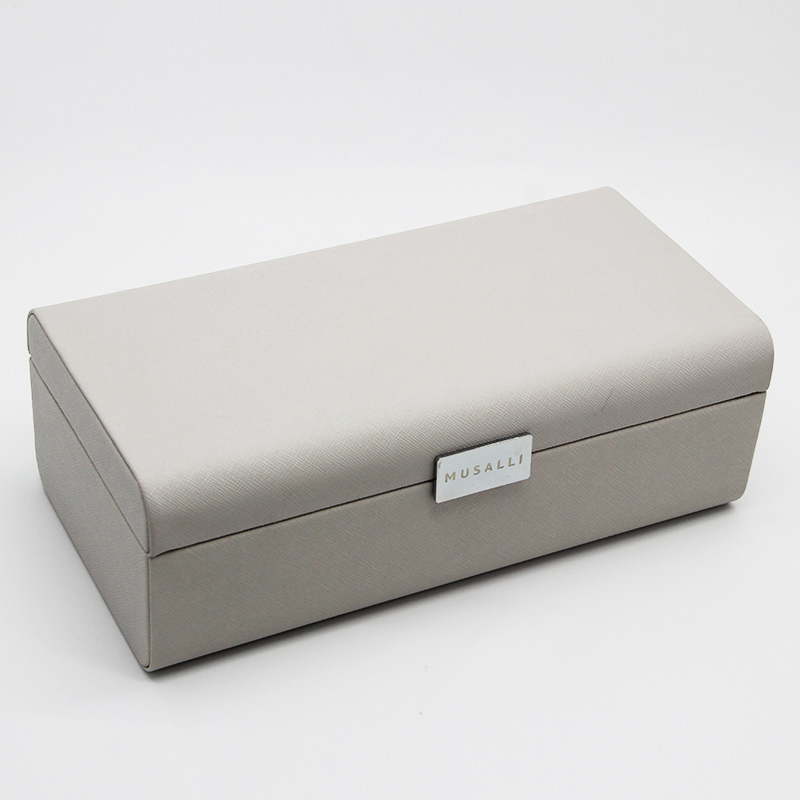 Custom Simple Style Gray PU Leather Rectangular Gift Jewelry Box