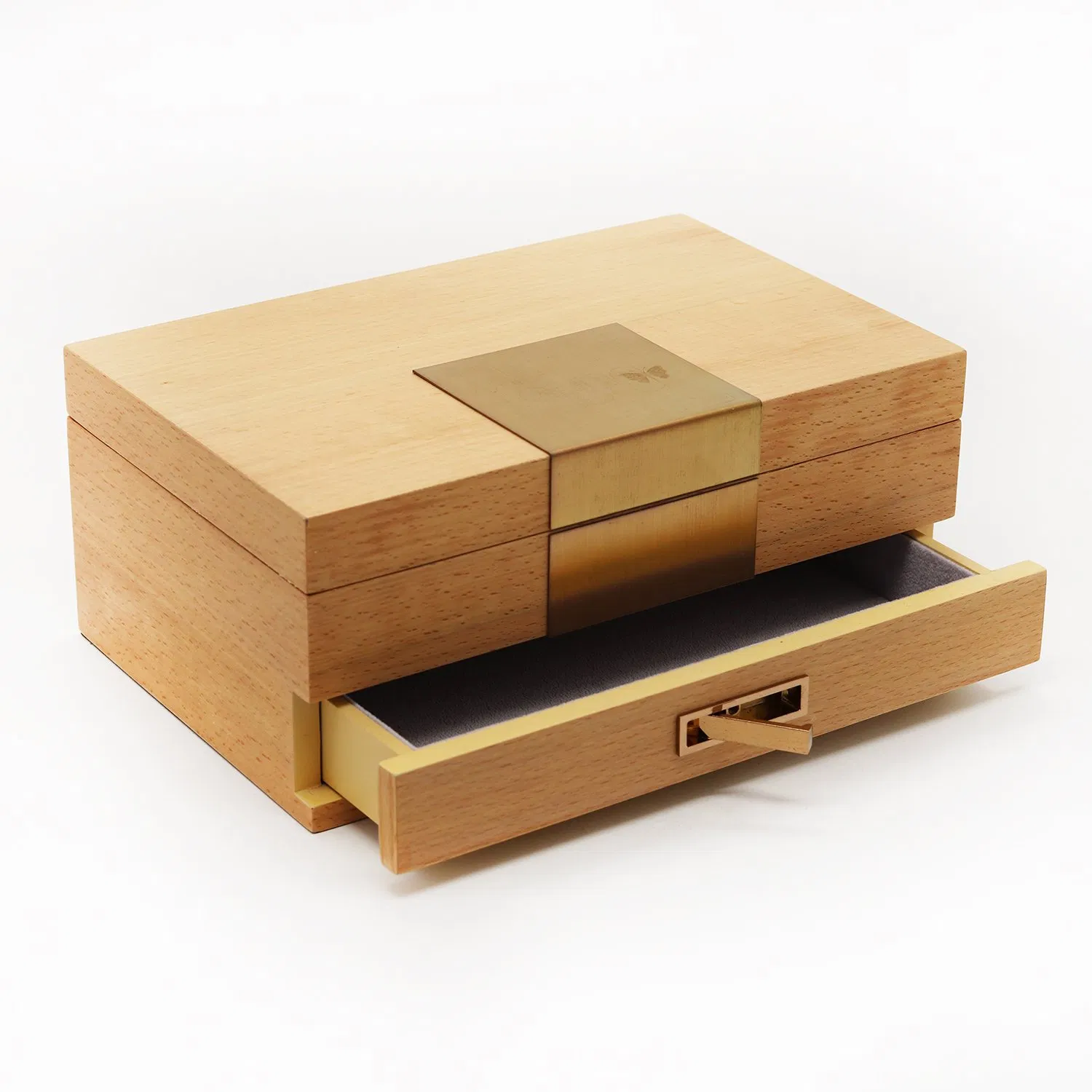 Custom Wooden Jewelry Gift Box with Drawer / Metal Sign