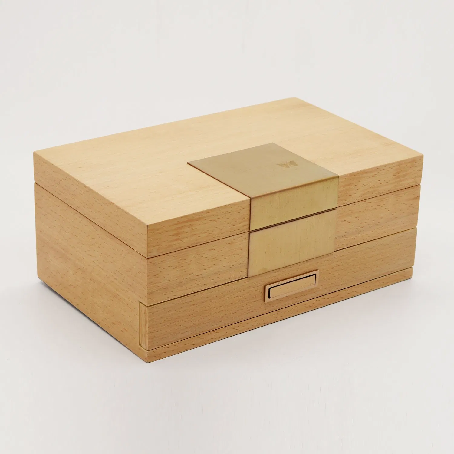 Custom Wooden Jewelry Gift Box with Drawer / Metal Sign