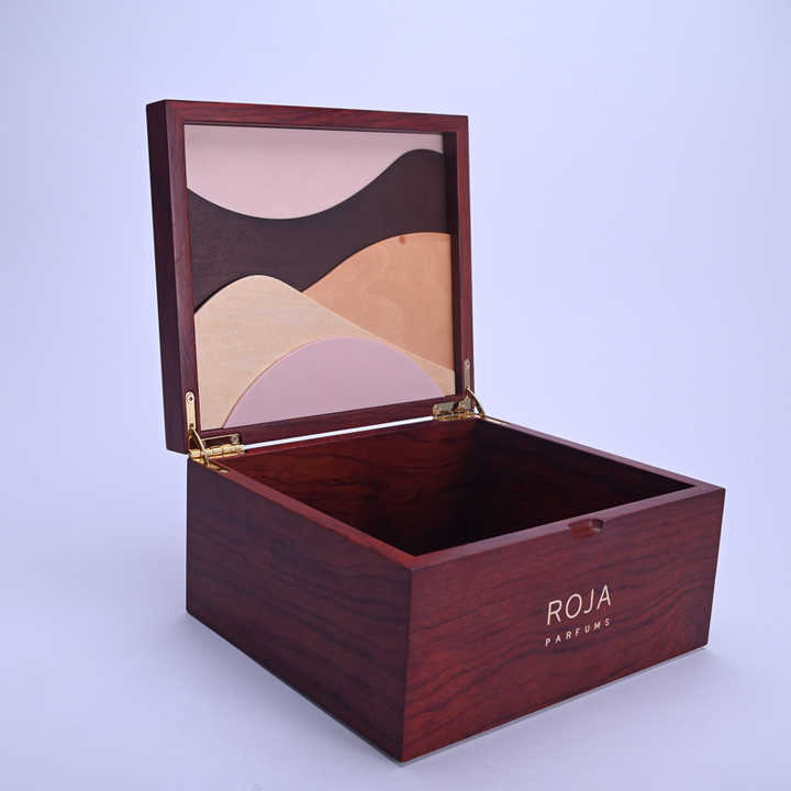 Customized High-End Boutique Cosmetics Flip Gift Box Customized Wooden Perfume Storage Box