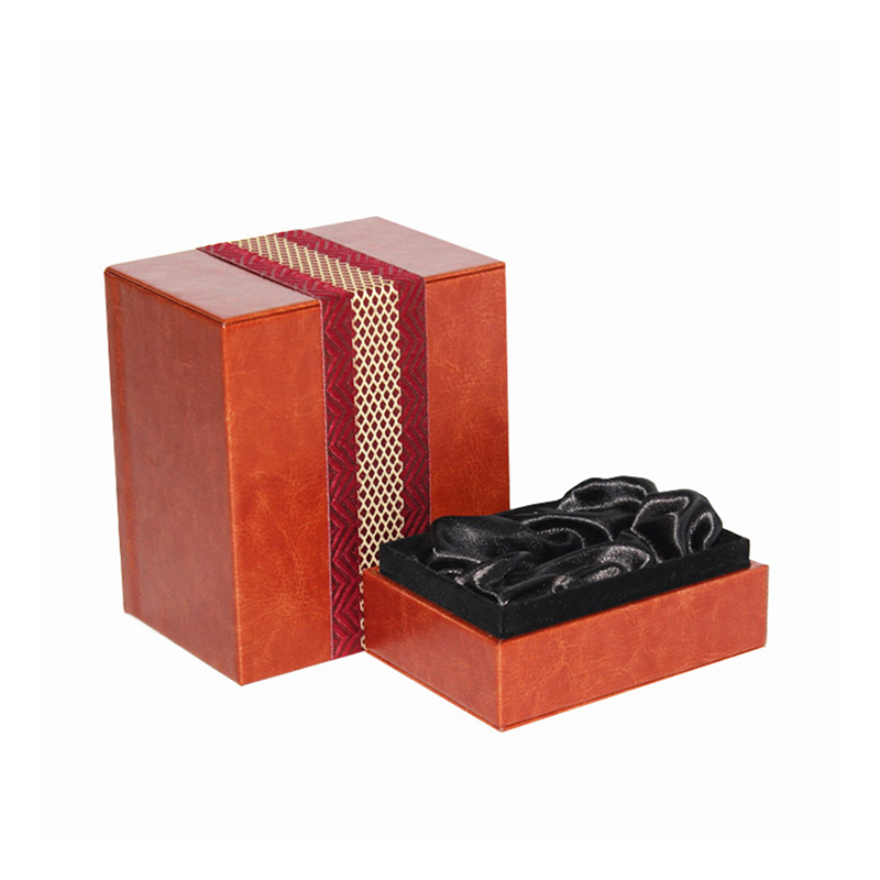Customized High End Brown PU Leather MDF Perfume Gift Box
